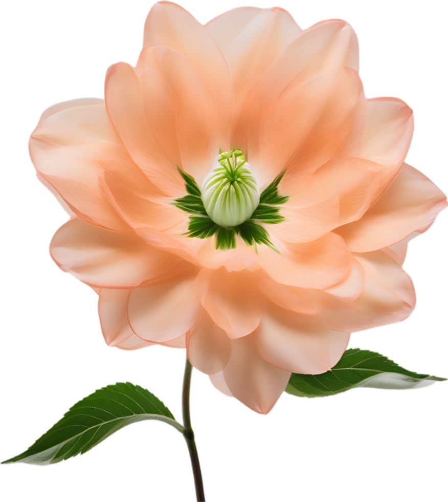 AI generated Peach color flower. Close-up glowing translucent peach color flower. png