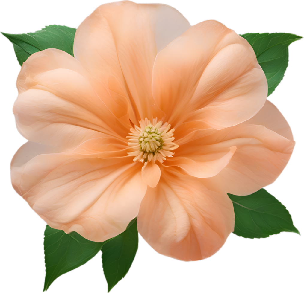 AI generated Peach color flower. Close-up glowing translucent peach color flower. png