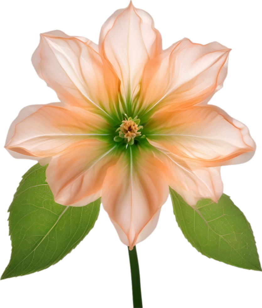 AI generated Peach color flower. Close-up glowing translucent peach color flower. png