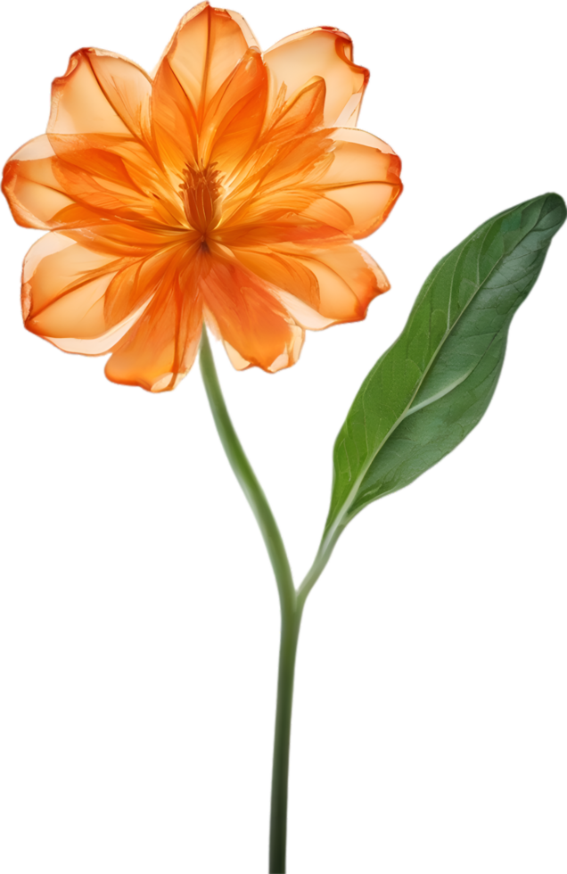 AI generated Orange color flower, Close-up glowing translucent orange color flower. png