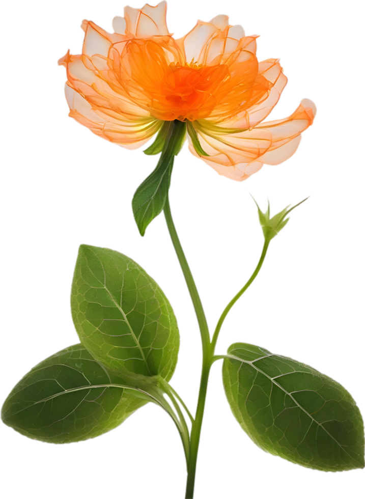 AI generated Orange color flower, Close-up glowing translucent orange color flower. png