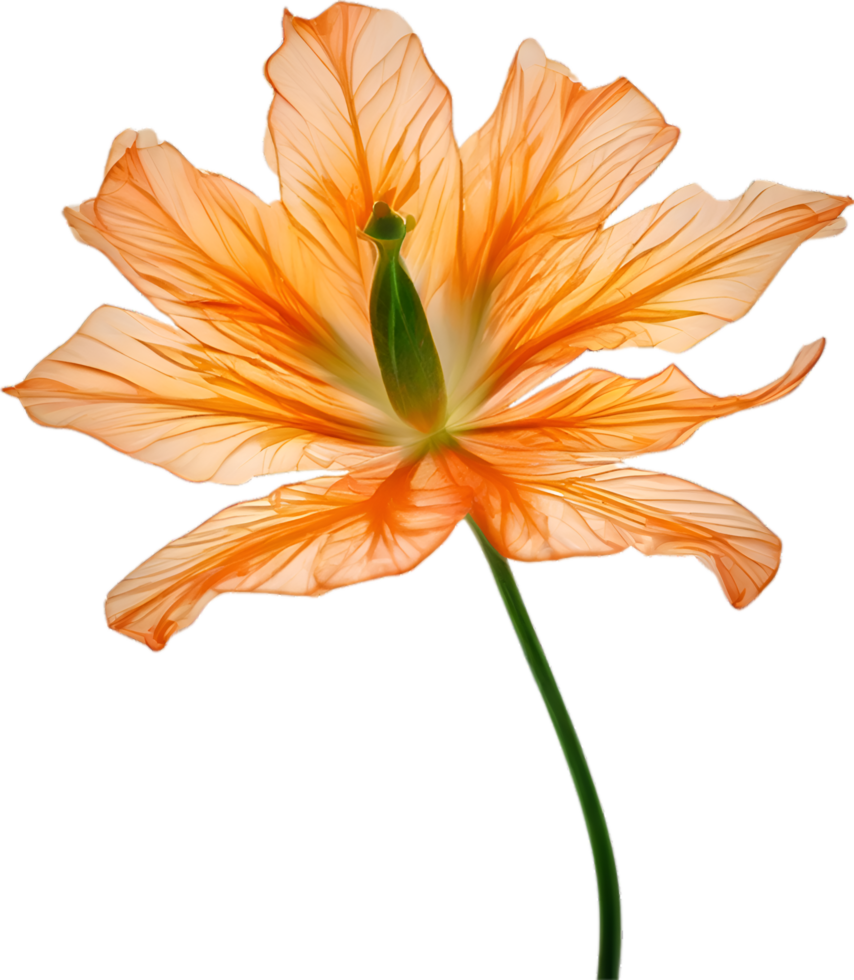 AI generated Orange color flower, Close-up glowing translucent orange color flower. png
