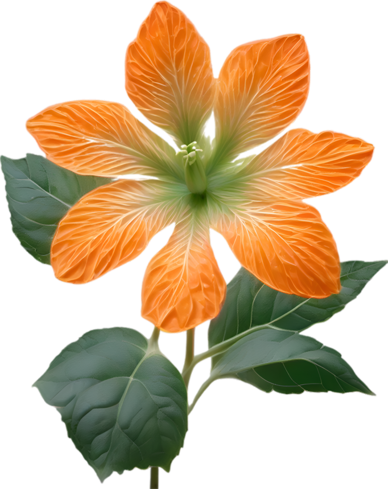 AI generated Orange color flower, Close-up glowing translucent orange color flower. png