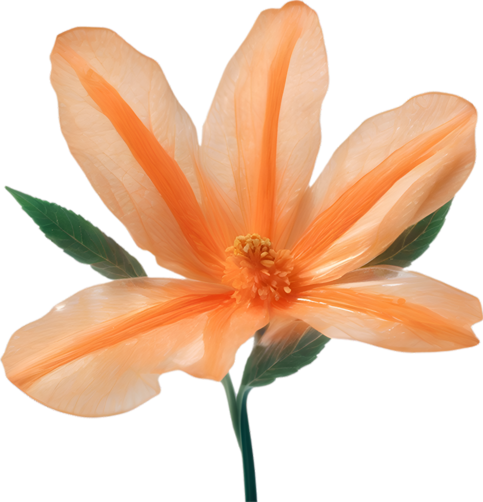 AI generated Orange color flower, Close-up glowing translucent orange color flower. png