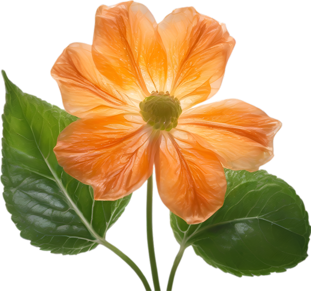AI generated Orange color flower, Close-up glowing translucent orange color flower. png