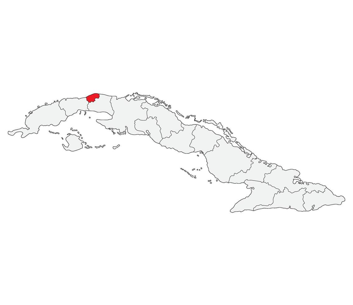 Map of Cuba with capital city Havana. vector