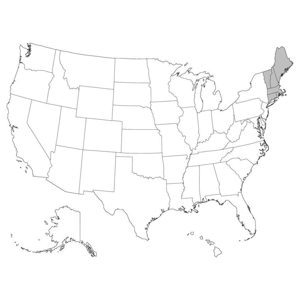 USA states New England  regions map. vector