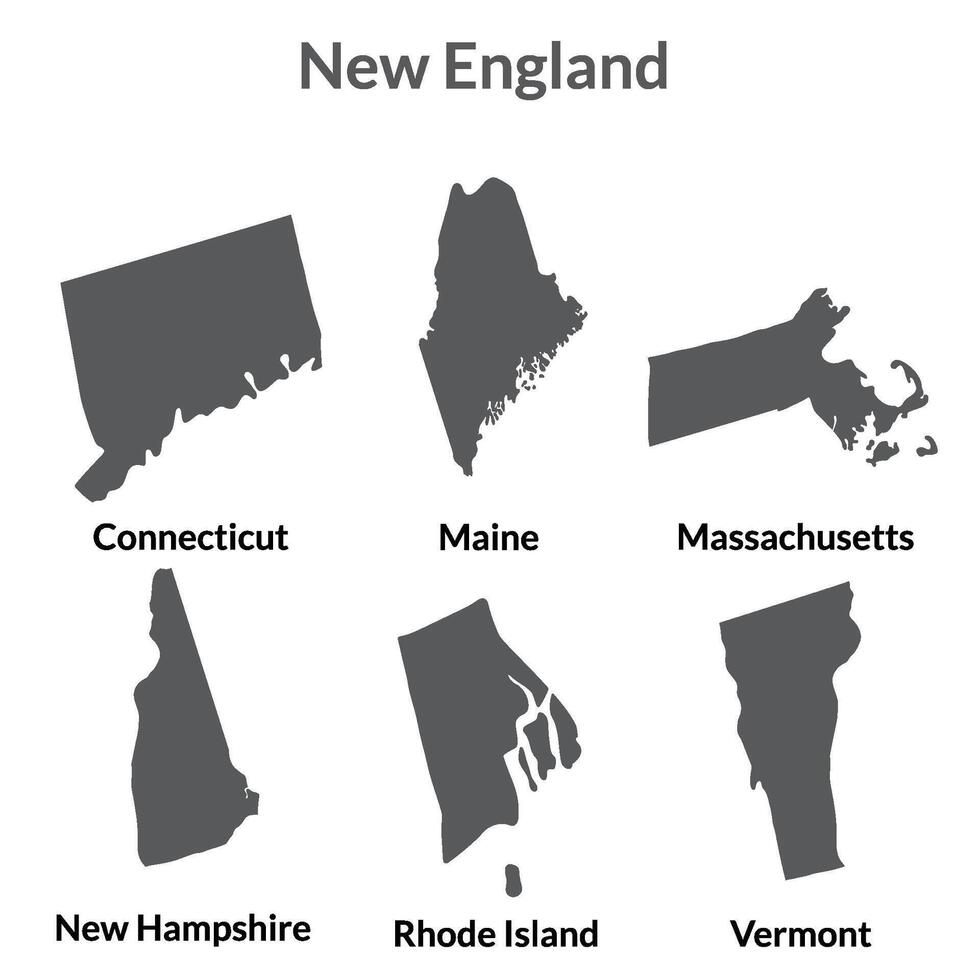 USA states New England  regions map. vector