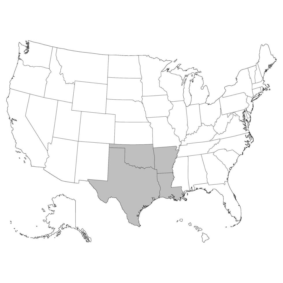 Estados Unidos estados Oeste sur central regiones mapa. vector