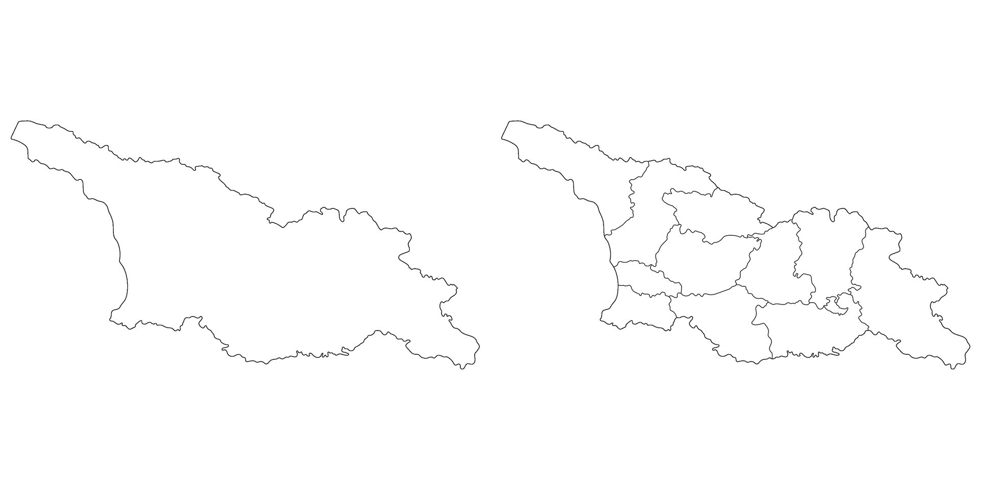 Georgia map. Map of Georgia in white set