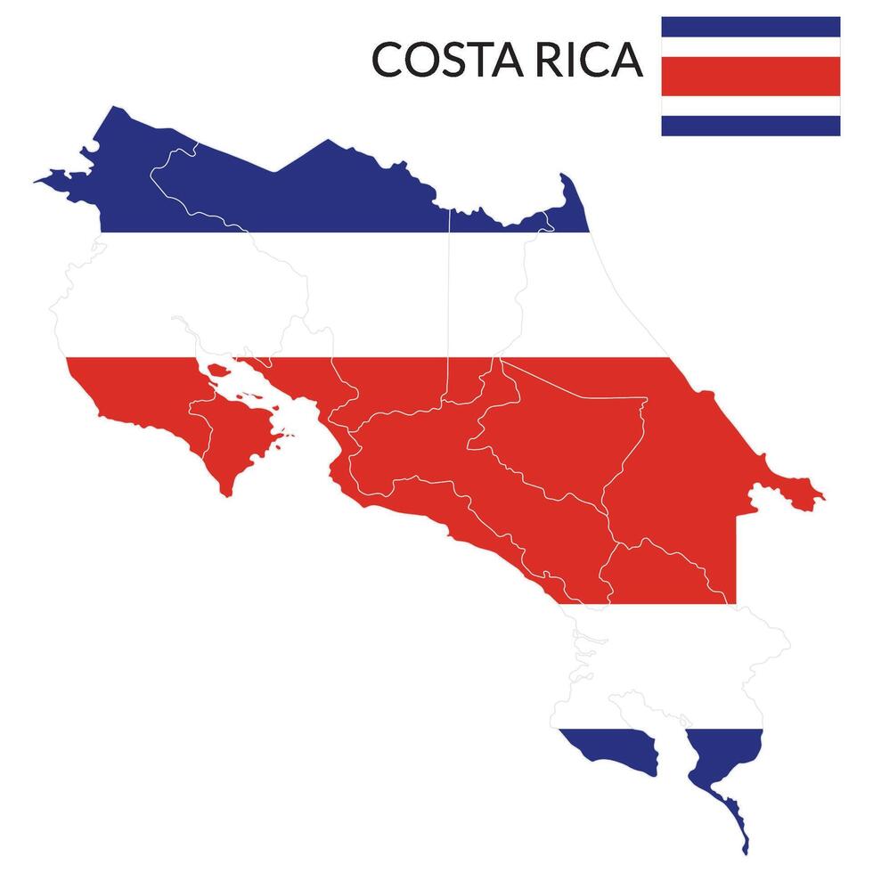 mapa de costa rica con nacional bandera de costa rico vector