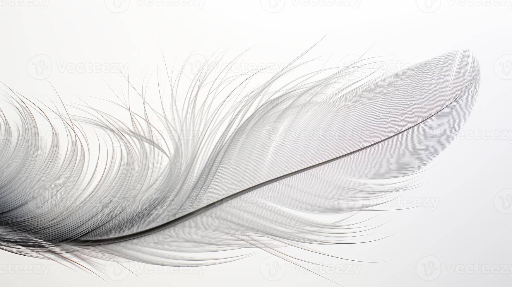 AI generated close-up of white feather against a light background photo