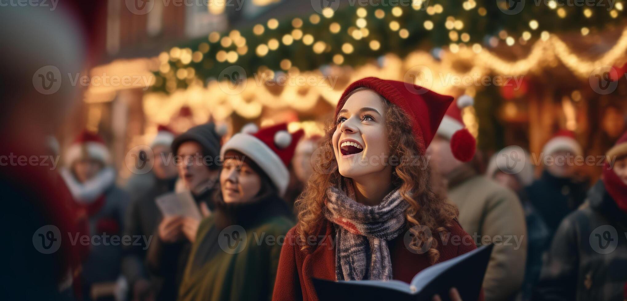 AI generated a traditional Christmas scene, capturing the joy and warmth of the holiday with Santa Claus, a girl, and a beautifully decorated tree in a cozy room. photo