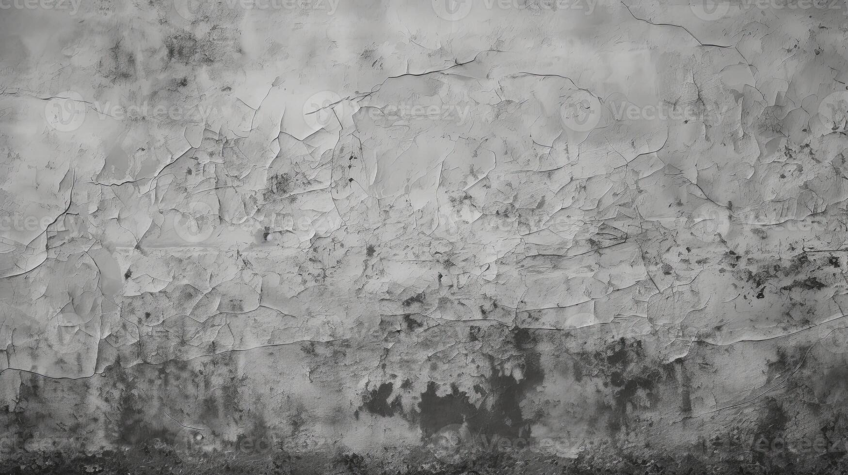 AI generated black and white grunge rough vintage distressed wall, full of cracks, very old, almost collapsed but still sturdy, photorealistic, 3d rendering, photo