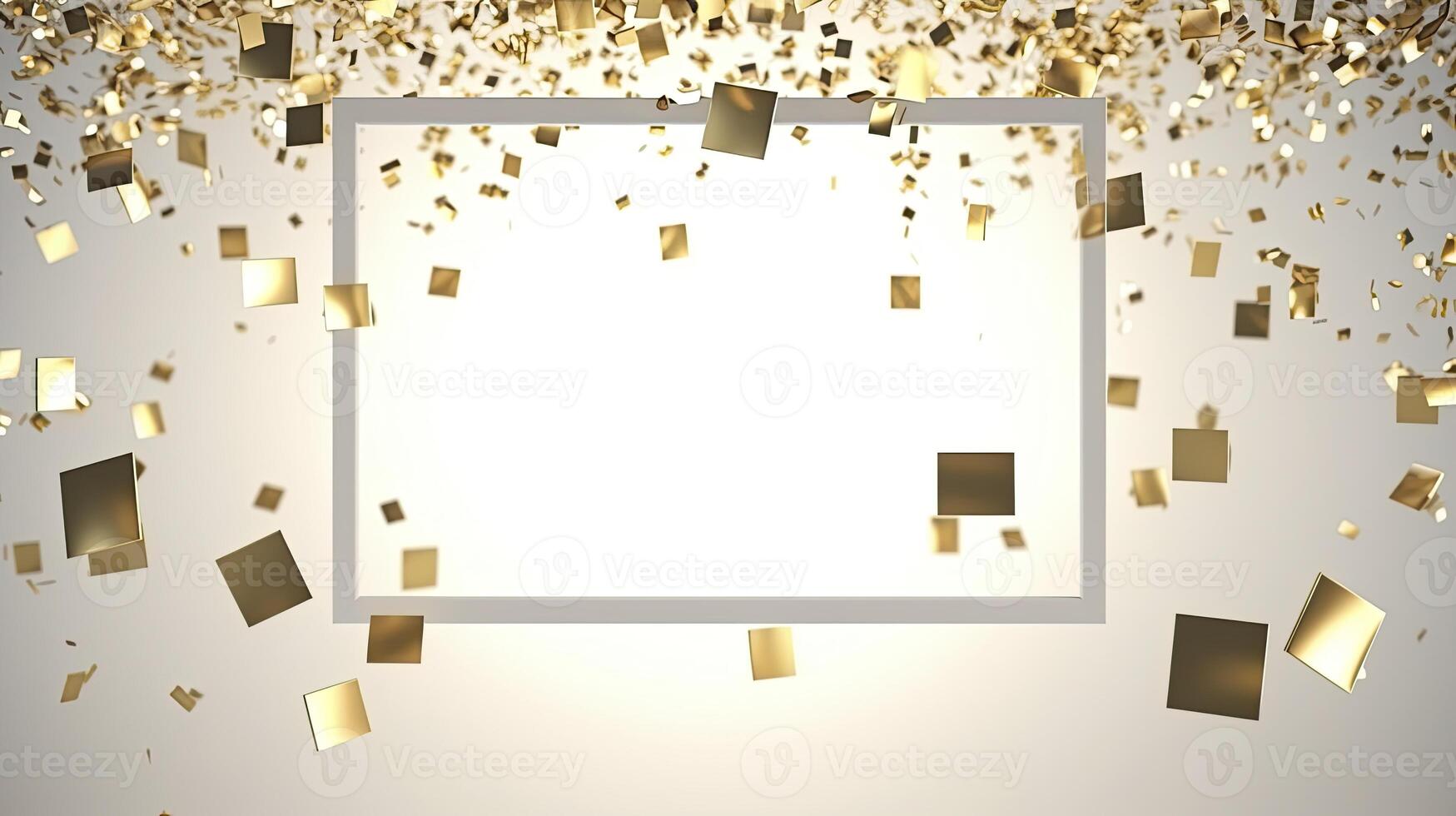 AI generated an empty space decorated with falling gold confetti, a splendor of luxury. photo