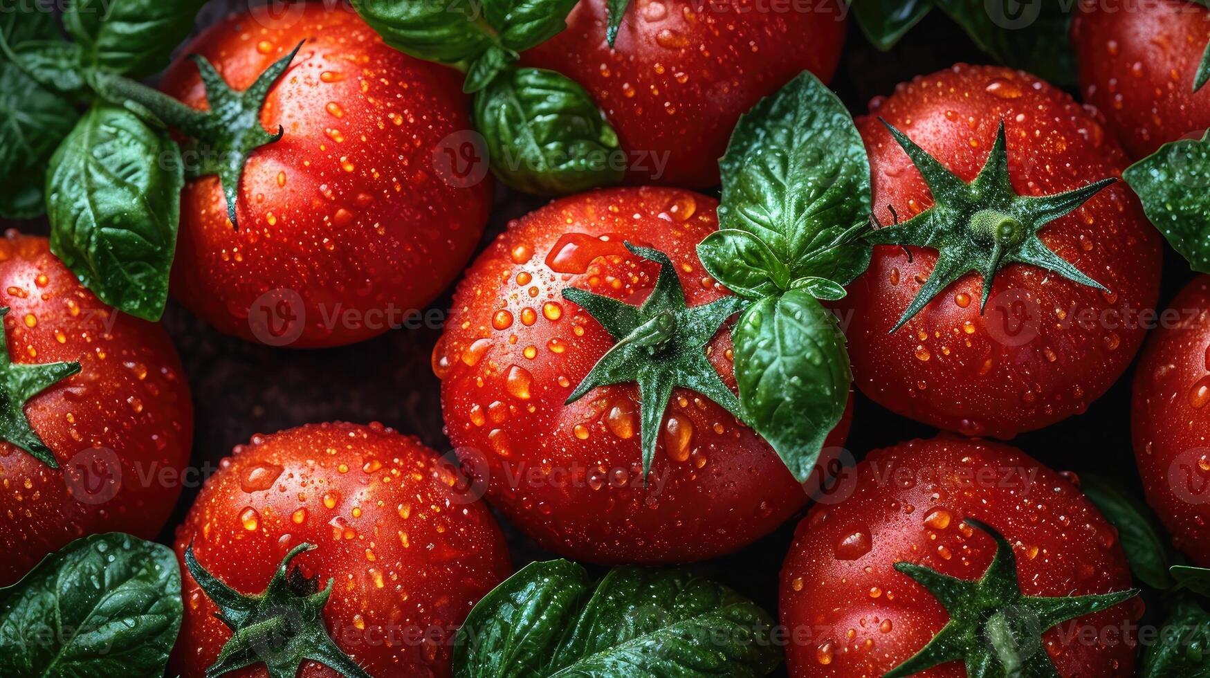 AI generated Tomato background. fresh tomatoes creatively arranged, an artistic layout to showcase color and shape. photo