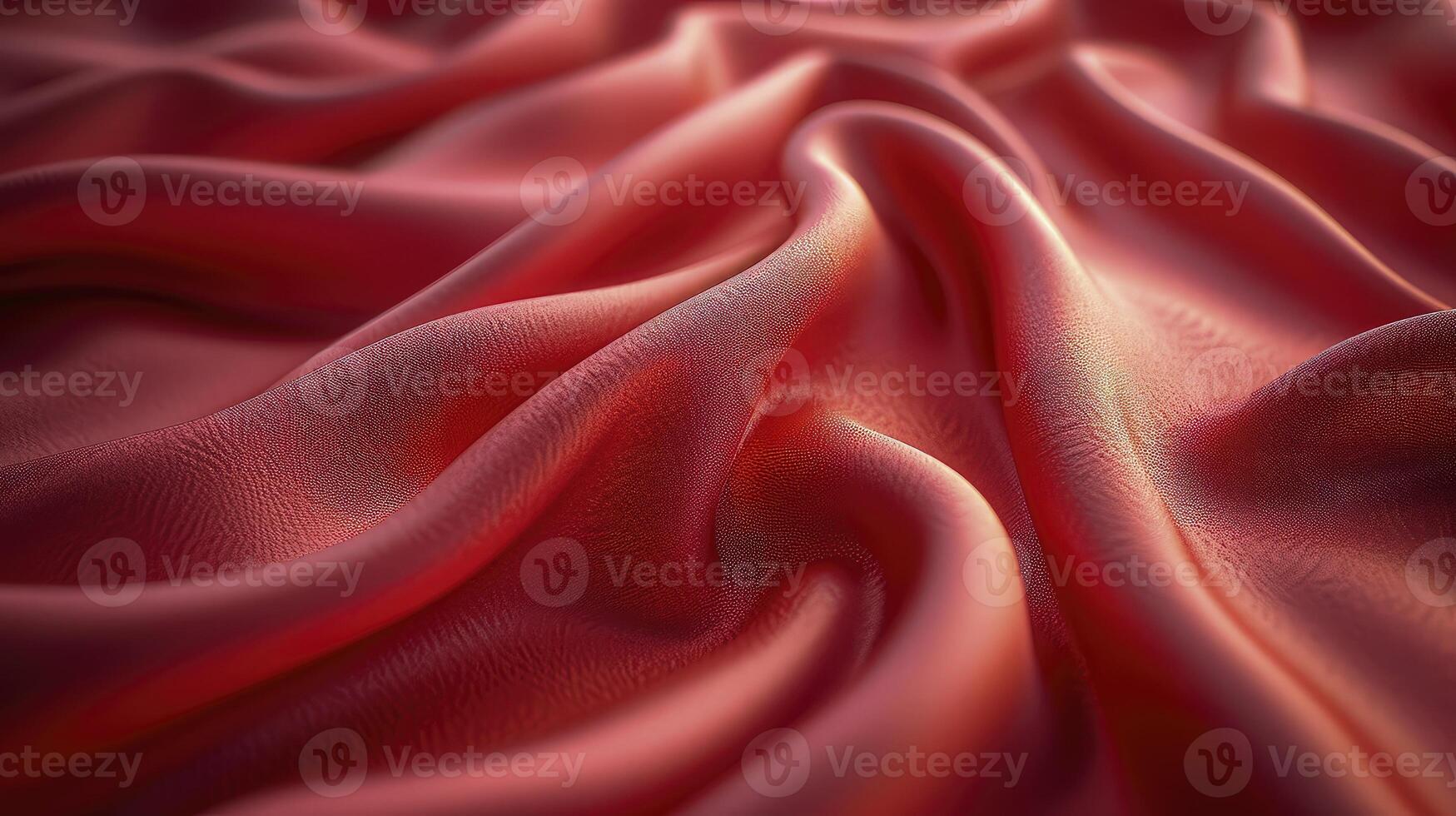 AI generated Red silk fabric background. The luxurious fabric textured is very realistic and detailed. photo