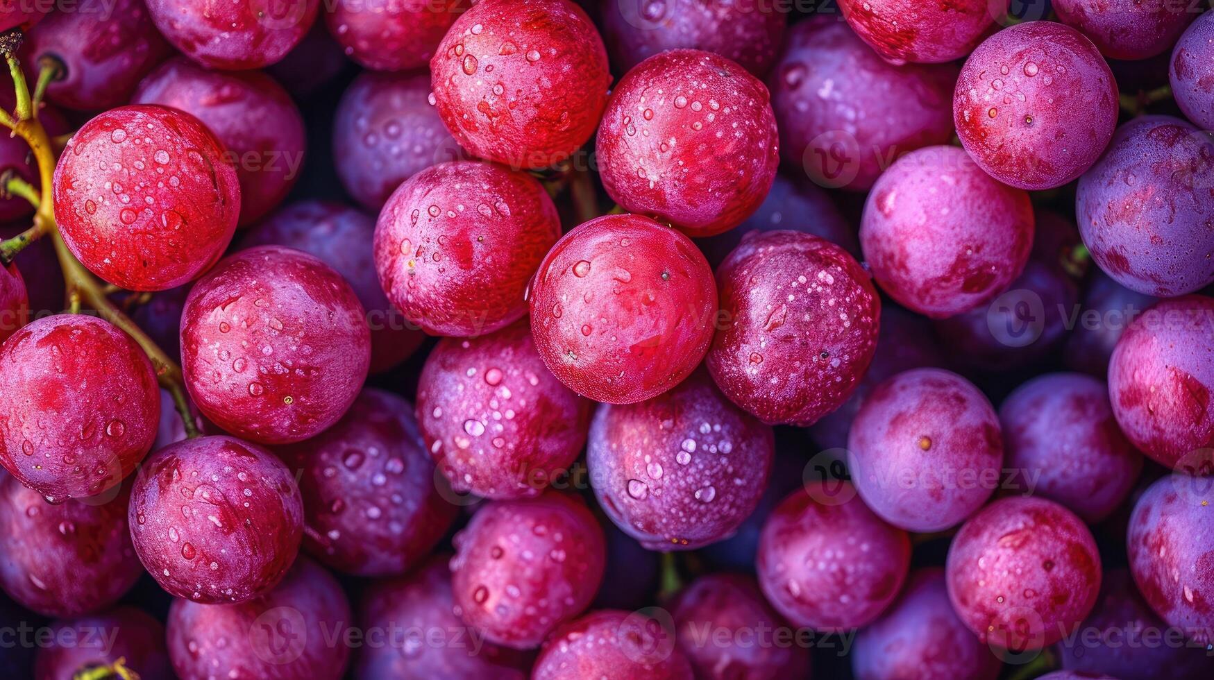 AI generated Red Grapes background. Neatly arranged clusters of red grapes, an artistic arrangement to highlight the color and beauty. photo