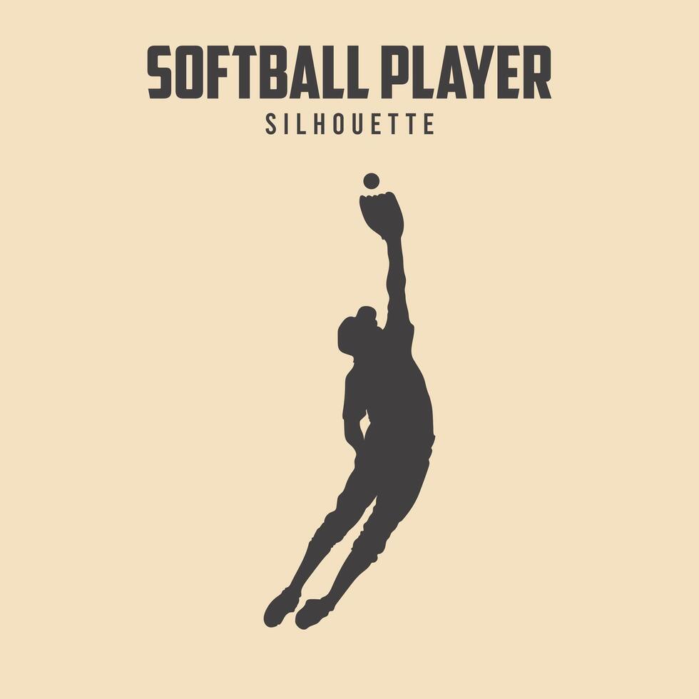 Softball Player black silhouette vector