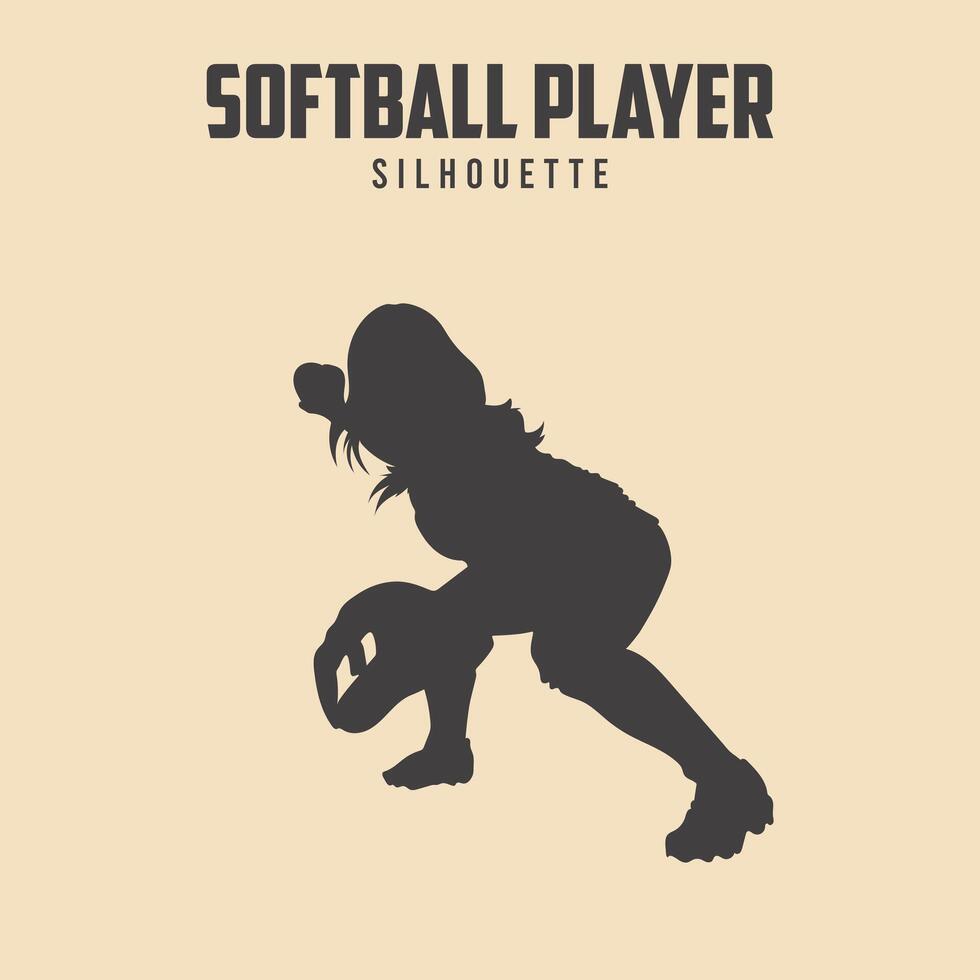 Softball Player black silhouette vector