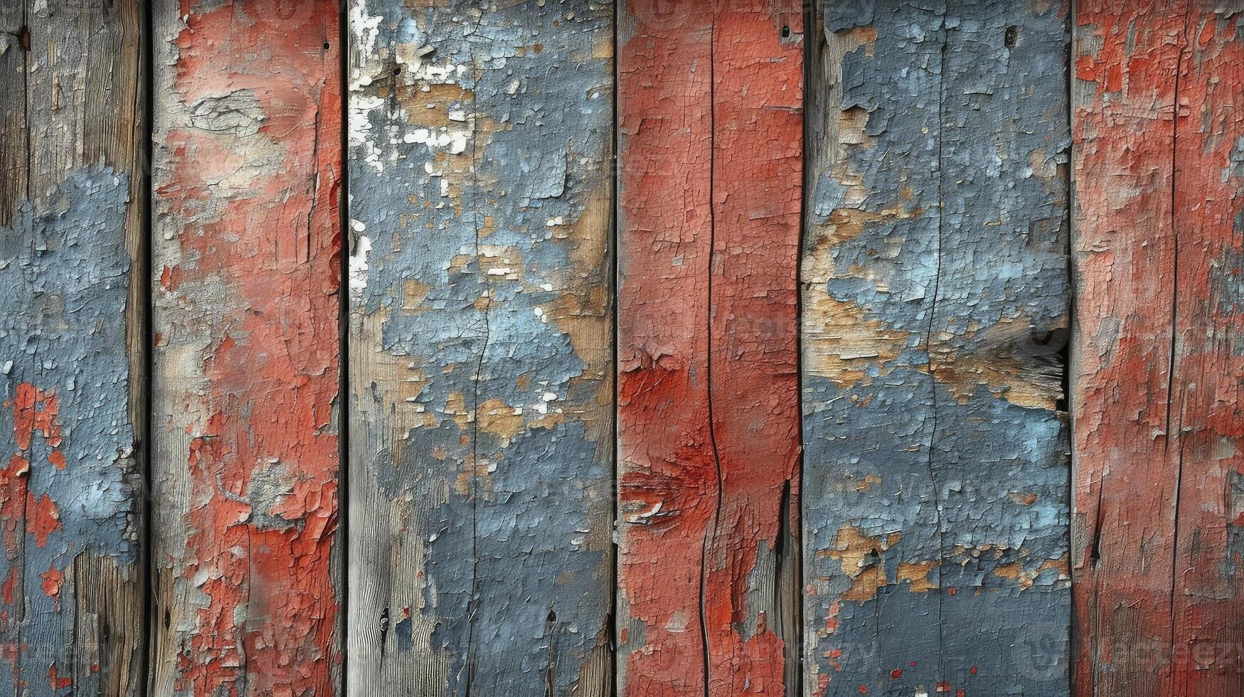 AI generated Timeworn wood planks, each bearing the unique charm of cracks and alluring wood fibers. Old wood background. photo