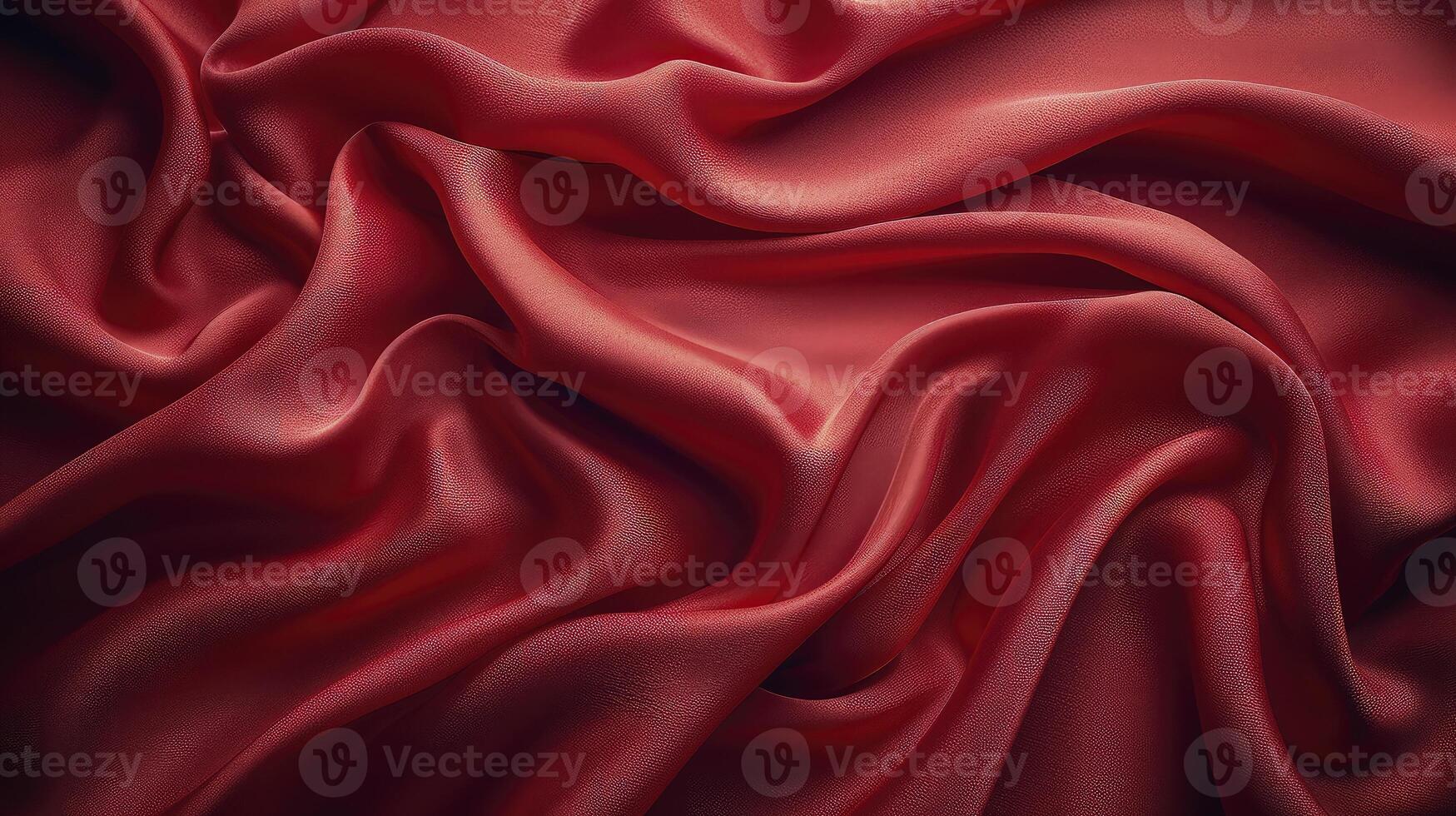 AI generated Red silk fabric background. The luxurious fabric textured is very realistic and detailed. photo