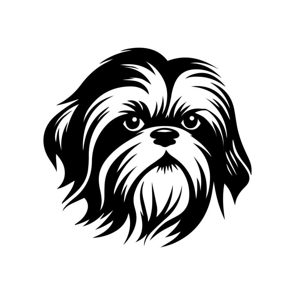 shitzu dog face vector Illustration