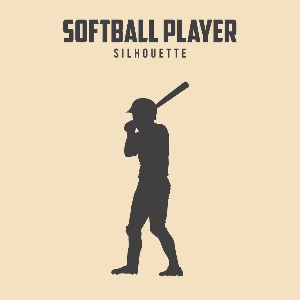 Softball Player black silhouette vector