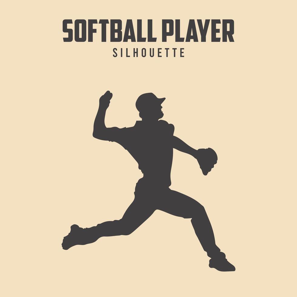 Softball Player black silhouette vector