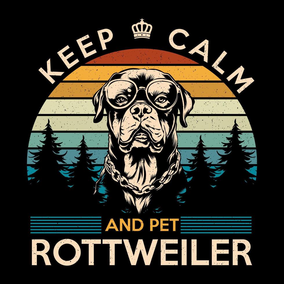 mantener calma y mascota Rottweiler perro camiseta diseño vector