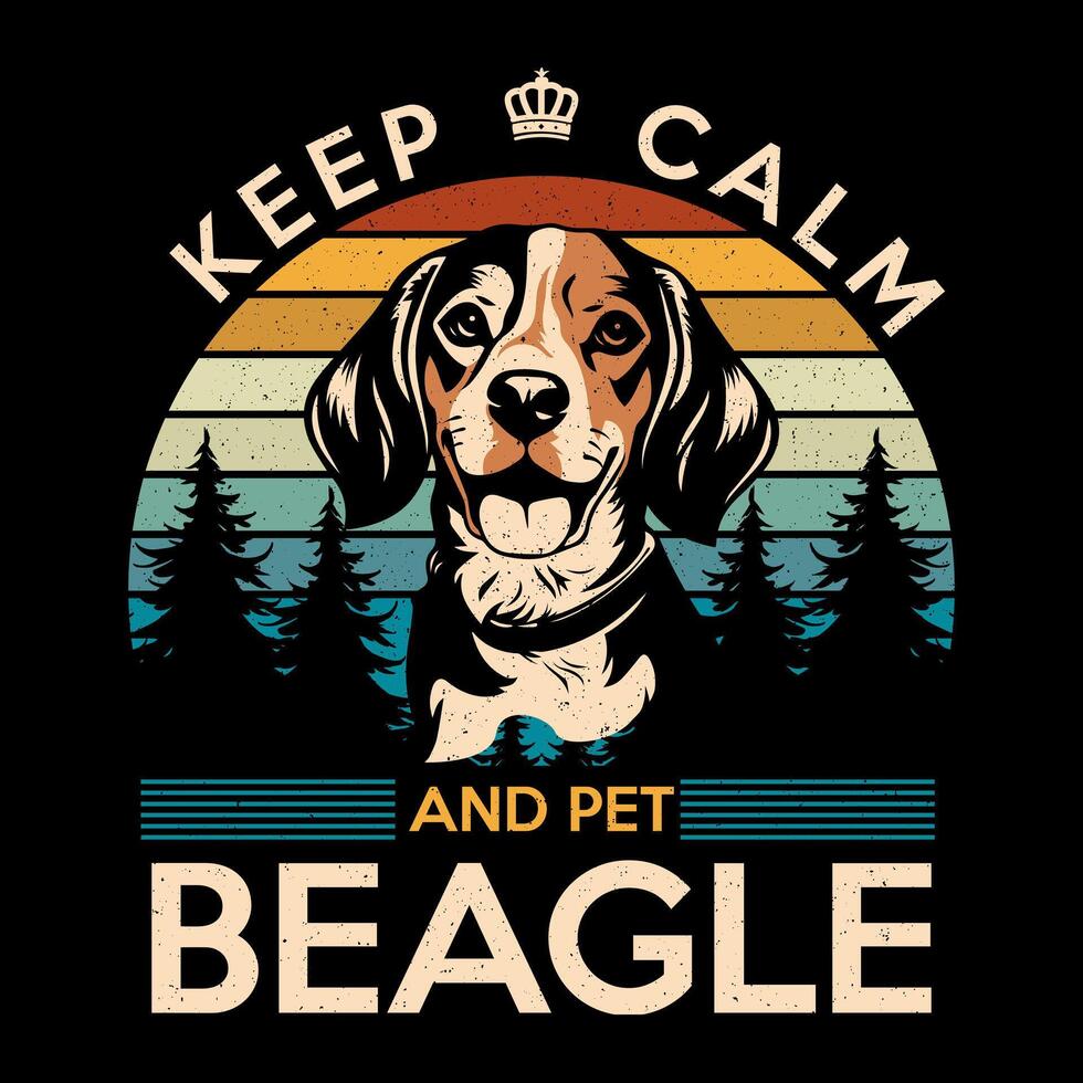 mantener calma y mascota beagle perro camiseta diseño vector