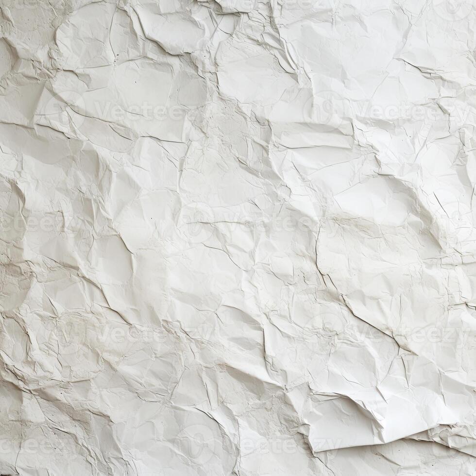 AI generated White recycled craft paper texture background. Abstract gray material old vintage page very crumpled. photo