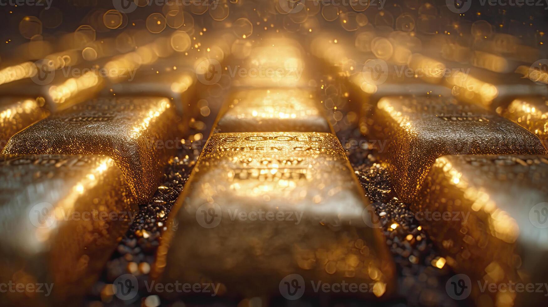 AI generated Pile of shiny gold bars. photo