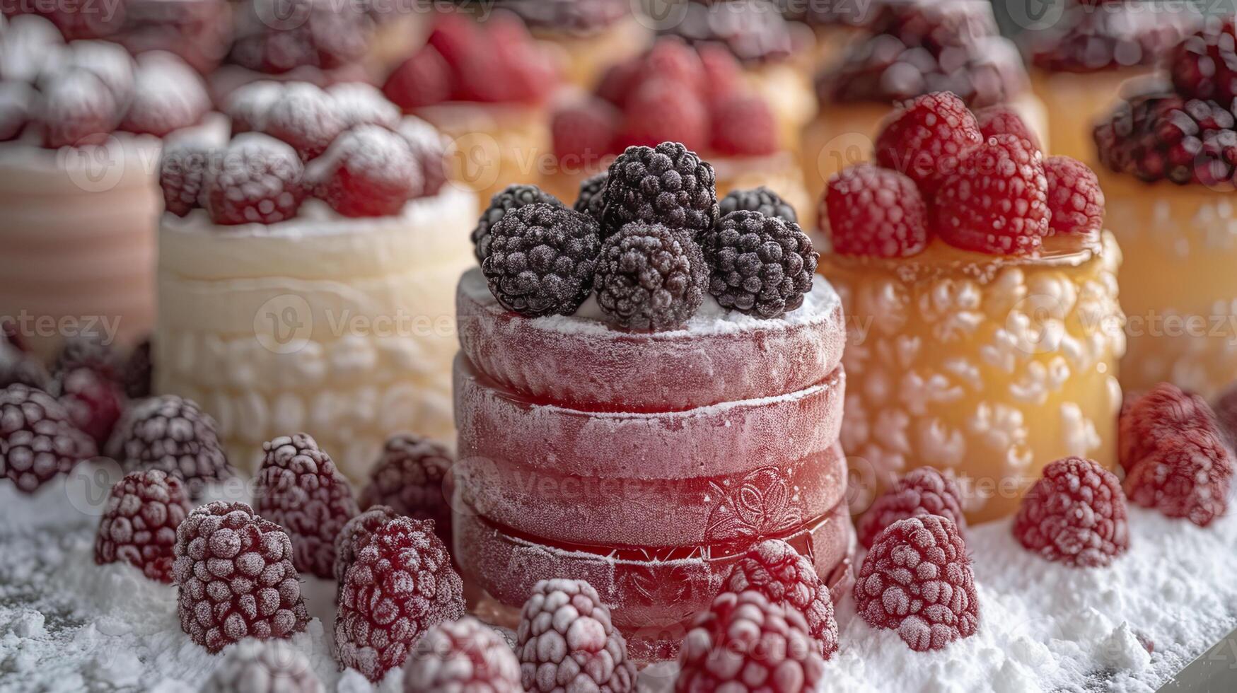 AI generated Sweet cake dessert served cold. Sweet cake and fruit dessert background. photo