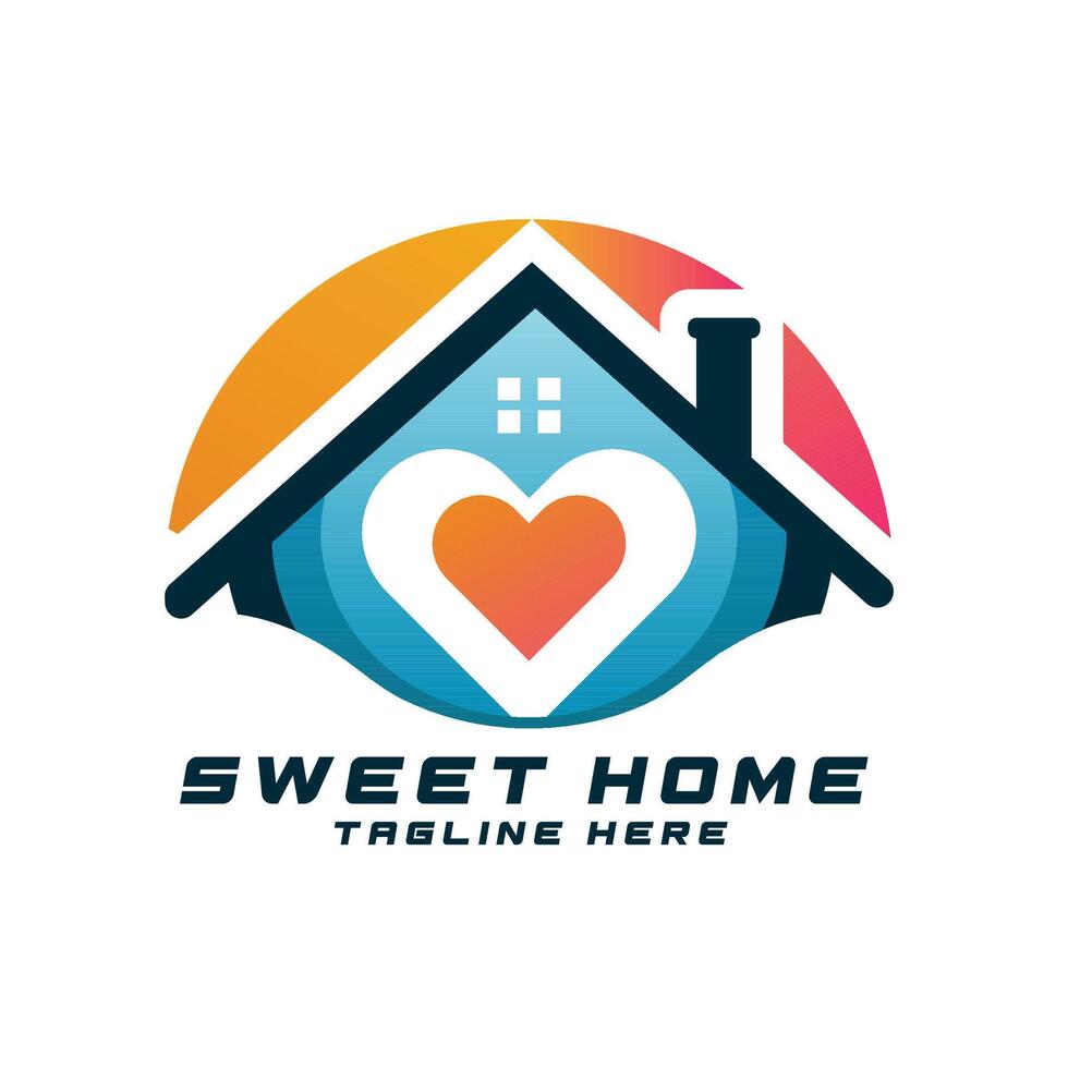 Sweet home love house concept real estate building logo design template vector
