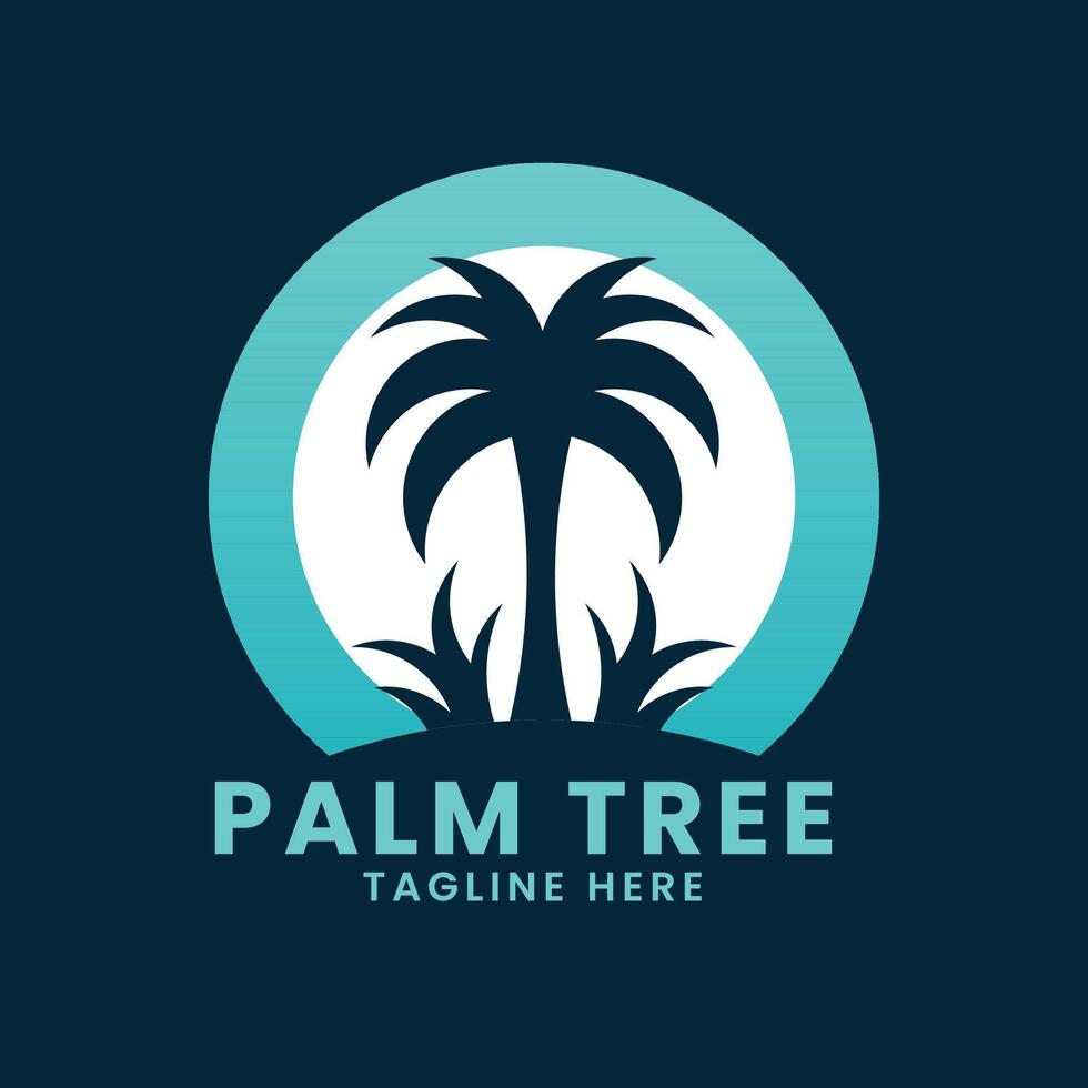 Sunset sea ocean beach logo design.palm tree logo design vector.wave logo design.leaf tree logo design vector