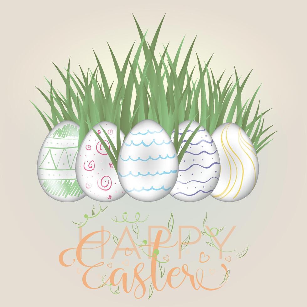 Happy easter card. Decorated easter eggs - Vector