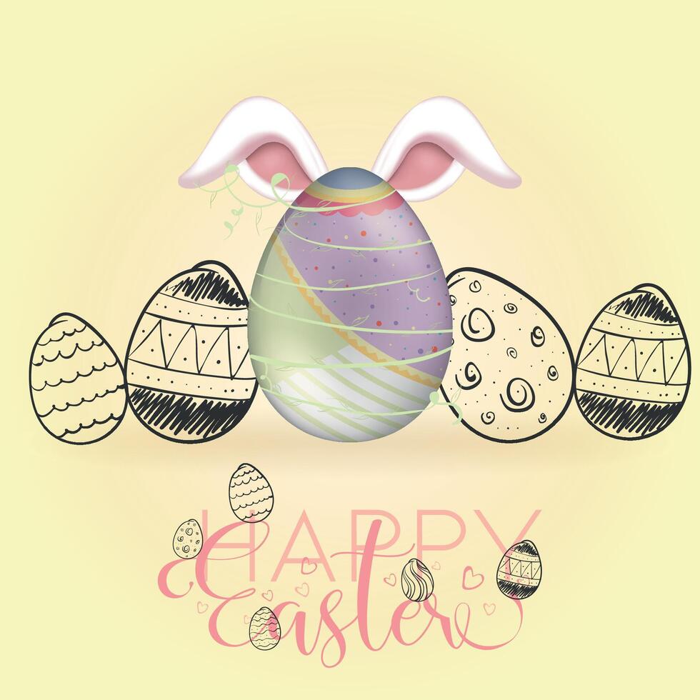 contento Pascua de Resurrección tarjeta. decorado Pascua de Resurrección huevos - vector