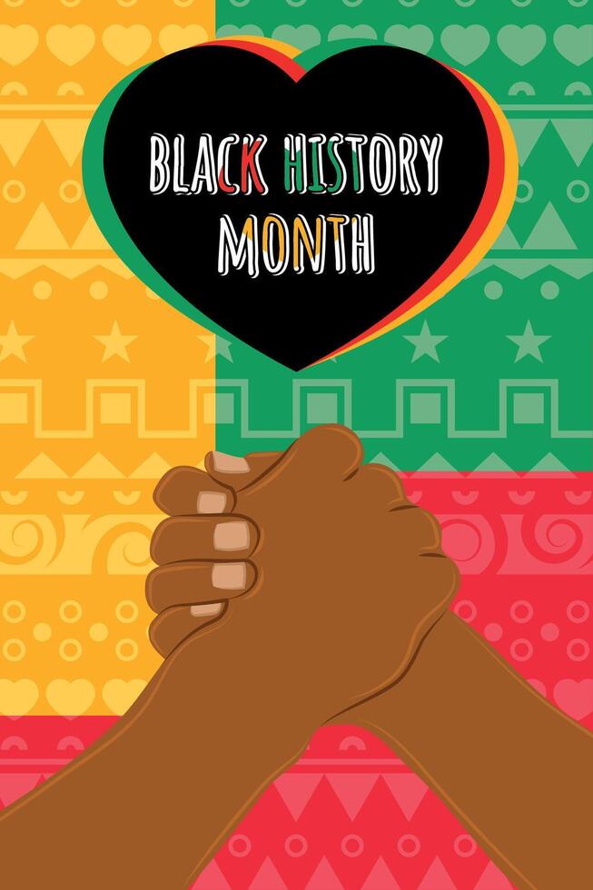 Black history month vertical poster Deal hands gesture Vector