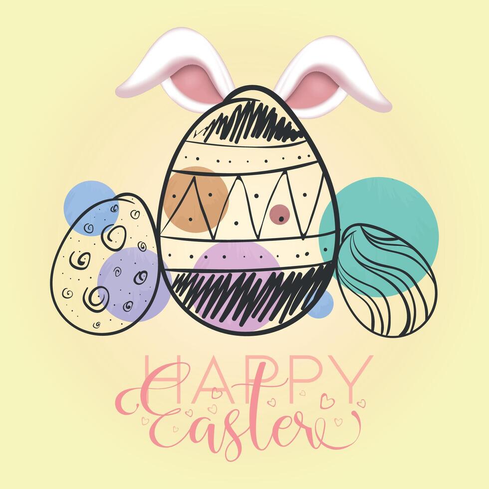 Happy easter card. Decorated easter eggs - Vector