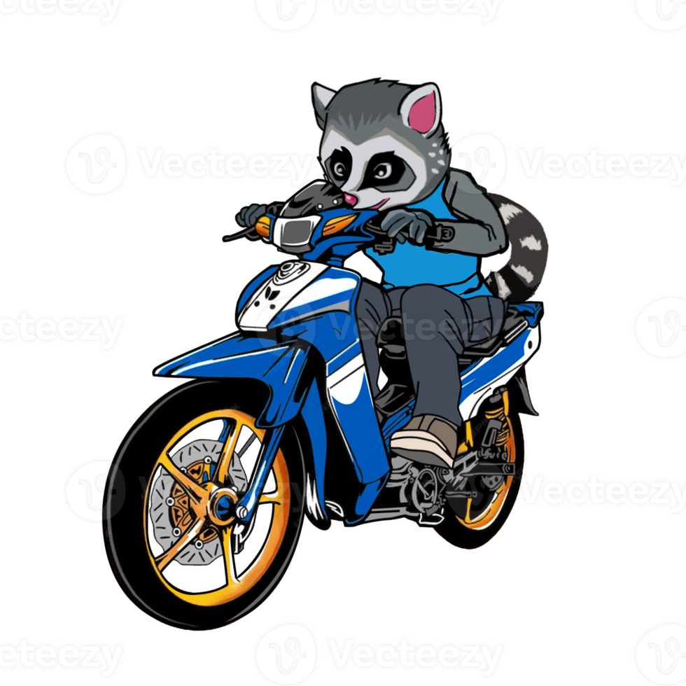 civeta gato passeios uma esporte motocicleta mão desenhado ilustração. transparente fundo, pró png