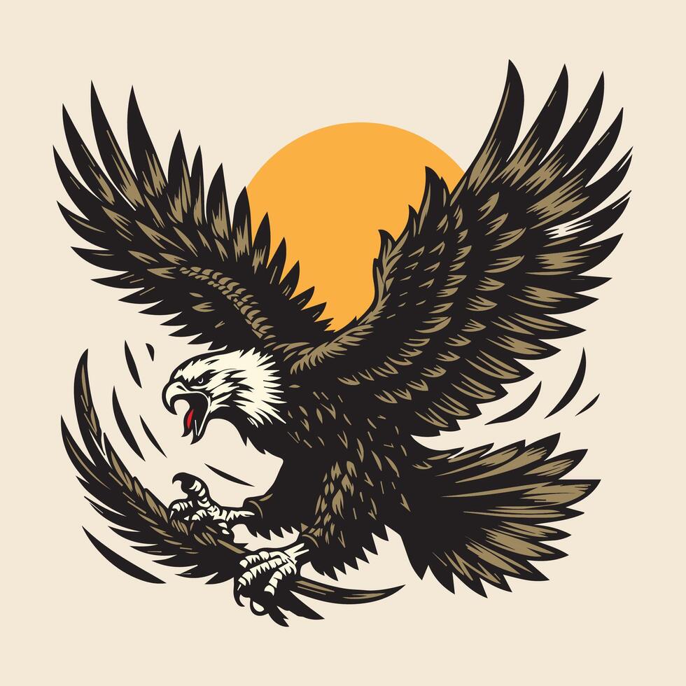 águila con un largo pico. vector ilustración en Clásico estilo.