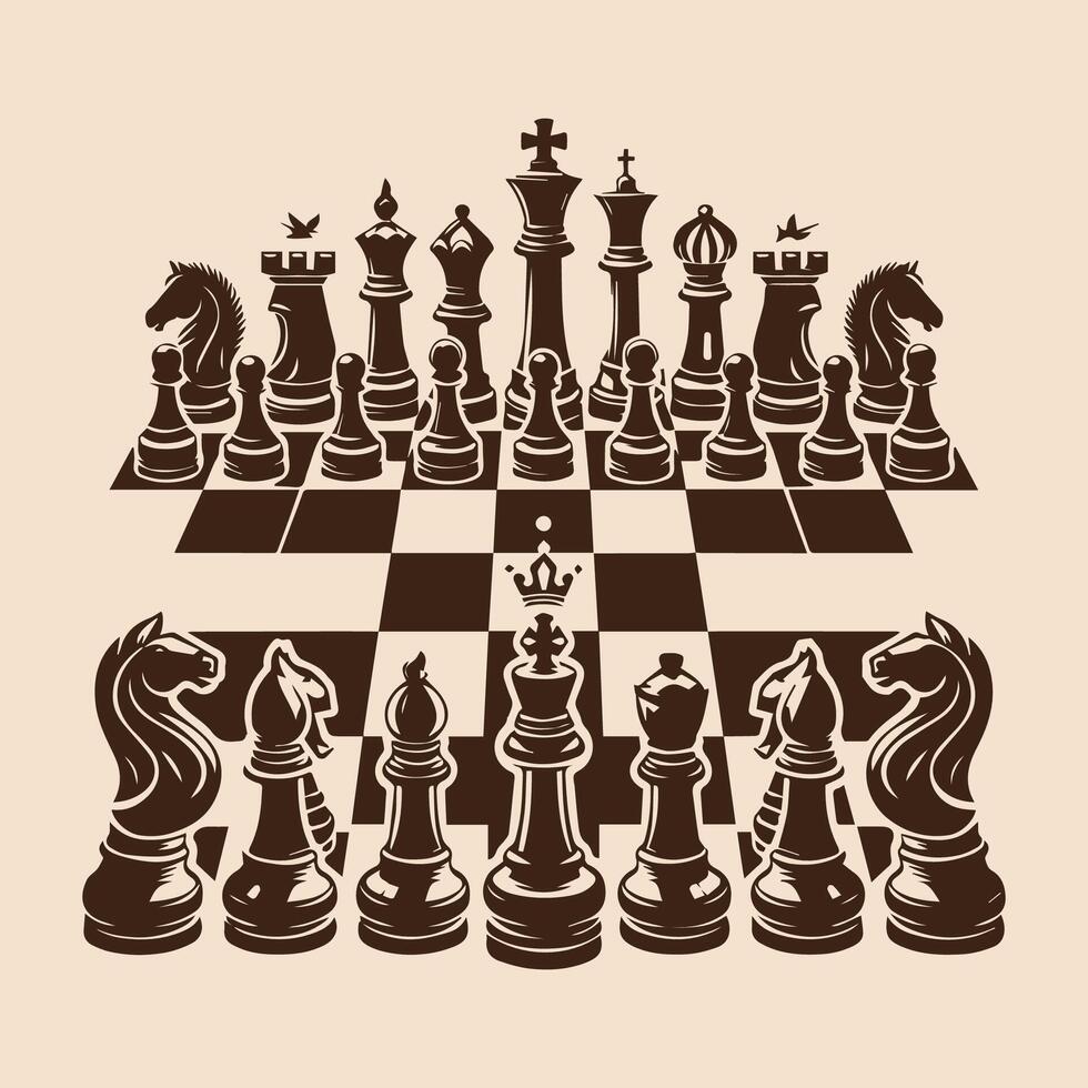 ajedrez diseño terminado beige fondo, vector ilustración
