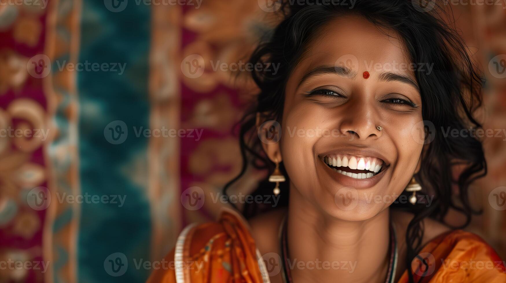 AI generated Smiley Indian Woman, Radiating Joy in a Medium Shot photo
