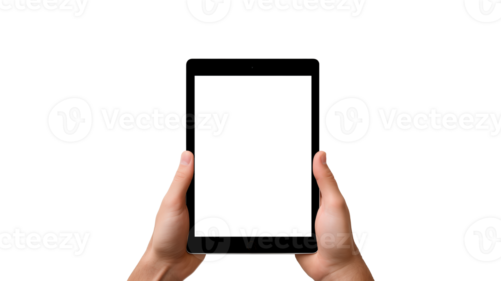 AI generated Tablet in hand with transparent screen. Tablet in hands on transparent background png