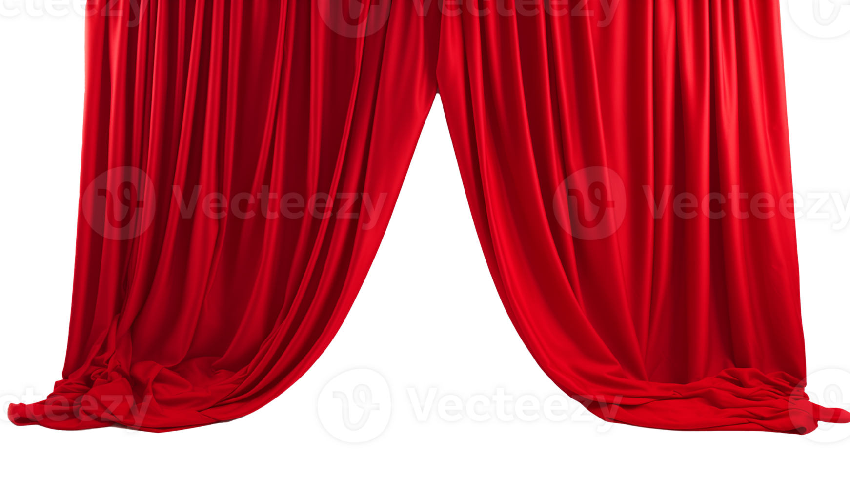 AI generated Red theater curtain cut out. Red curtain on transparent background png