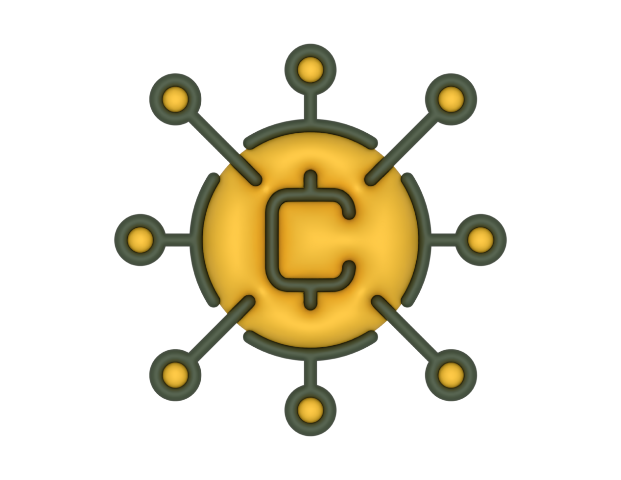 a 3d Cryptocurrency Blockchain Coin on a transparent background png