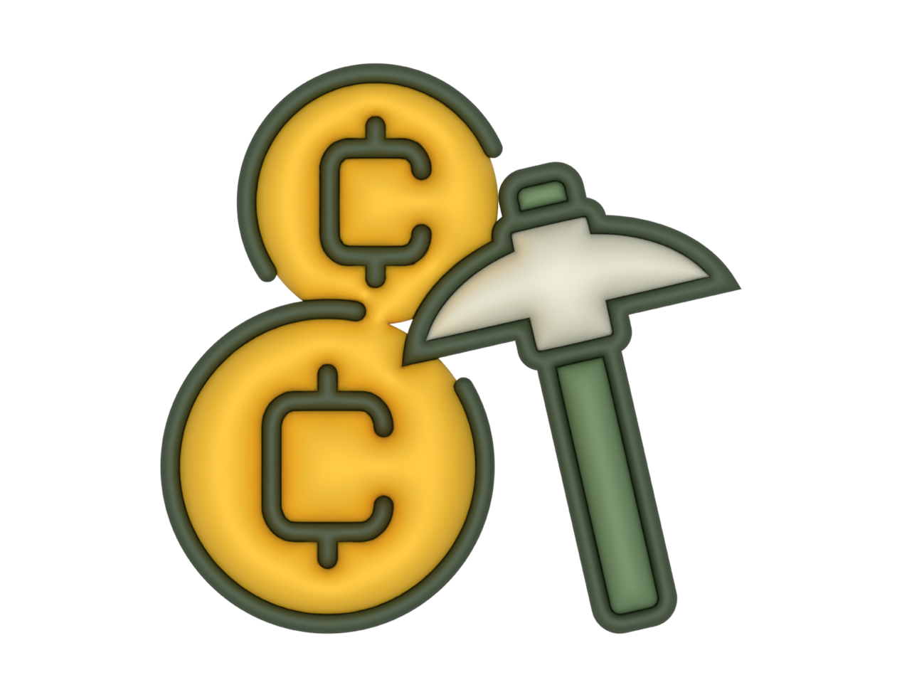 a 3d Cryptocurrency Coin Mining on a transparent background png