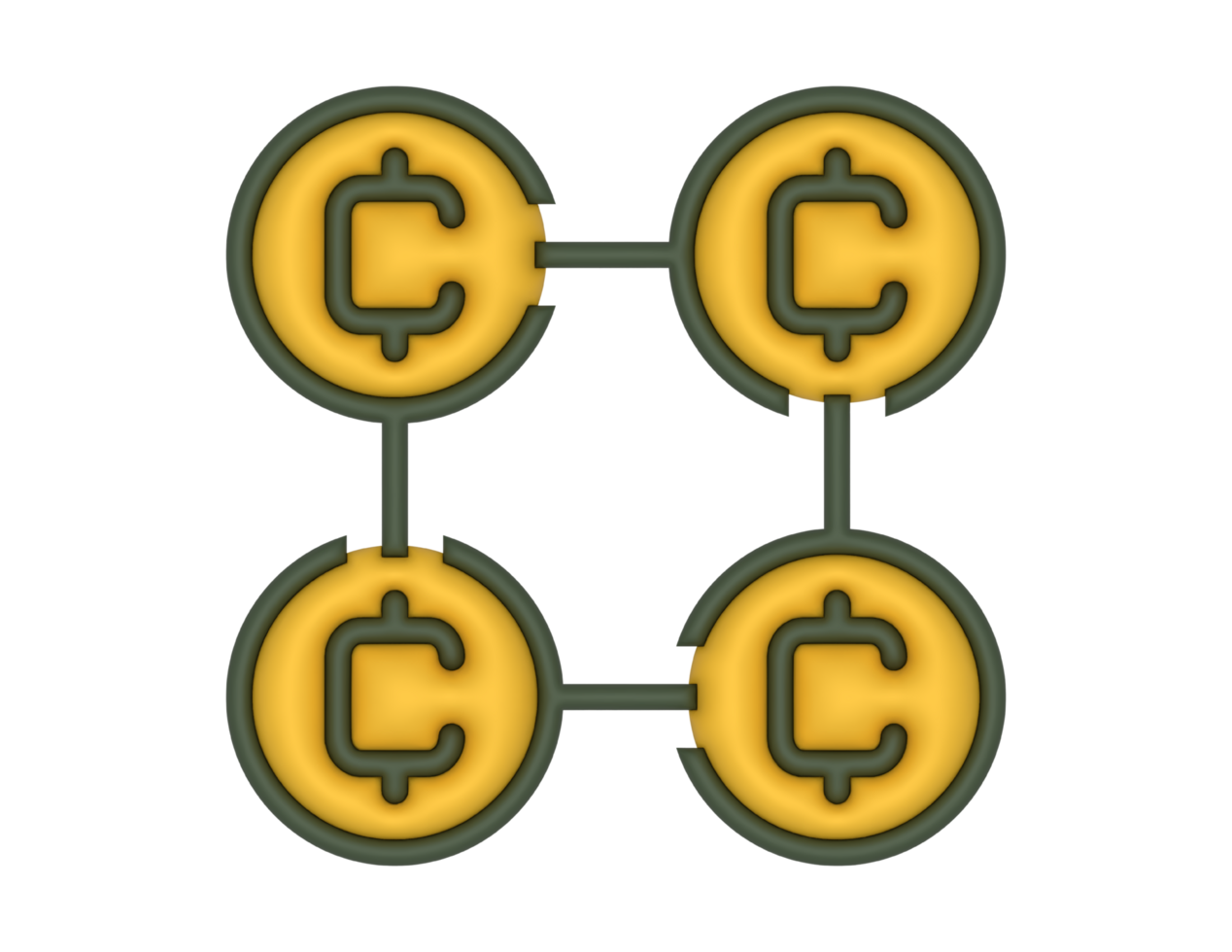 a 3d Blockchain Coins on a transparent background png