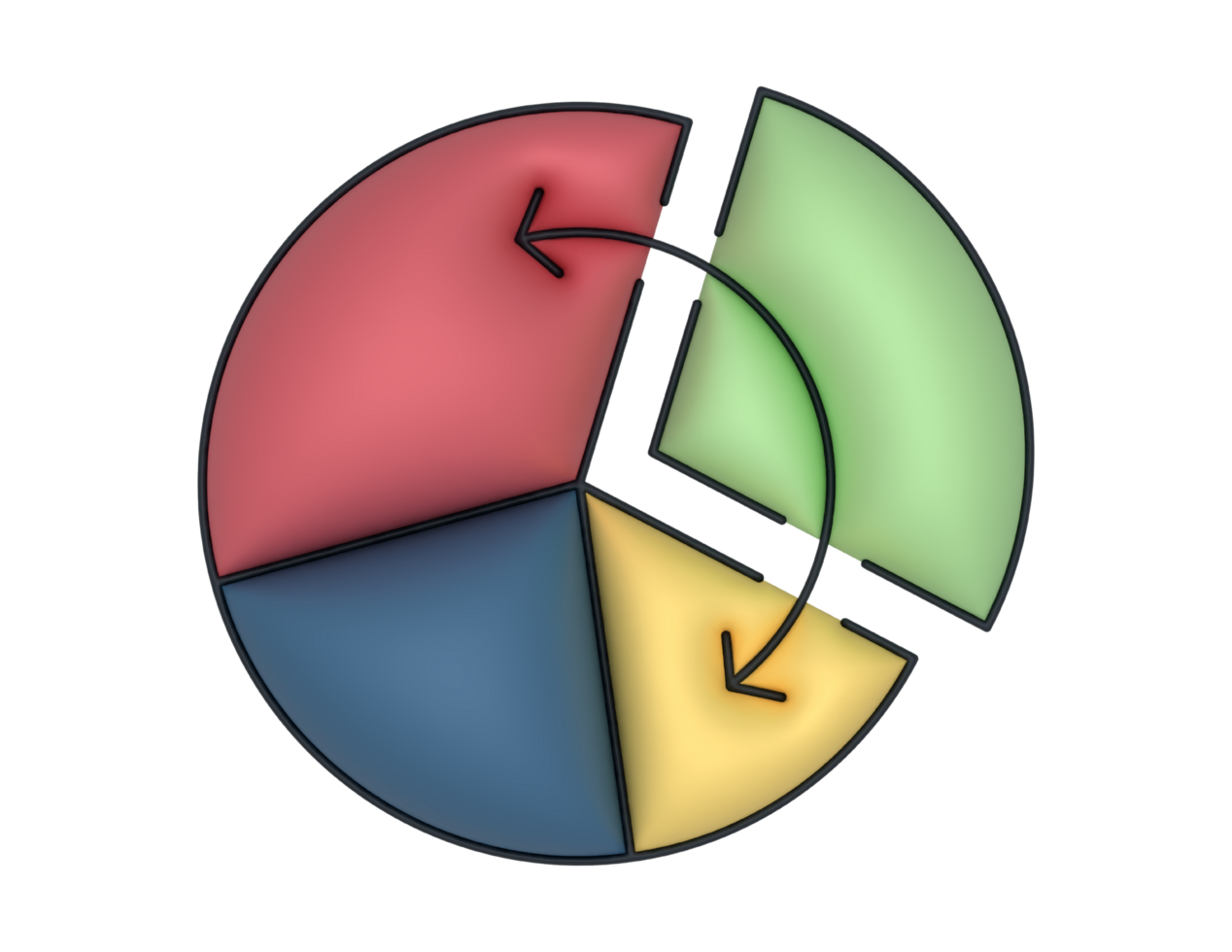 a 3d Pie Chart on a transparent background png